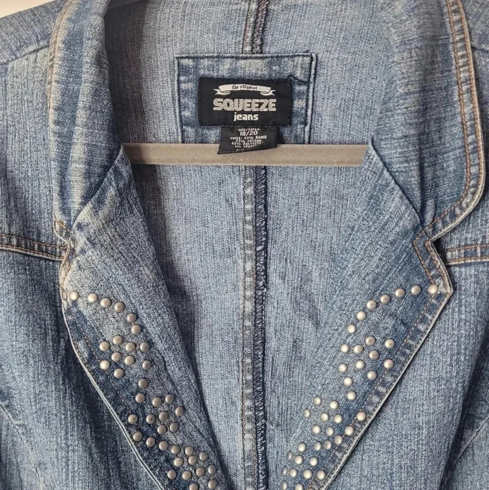 Squeeze Jeans Vintage Embellished Denim Blazer Jacket - Size 18 - Picture 6 of 10